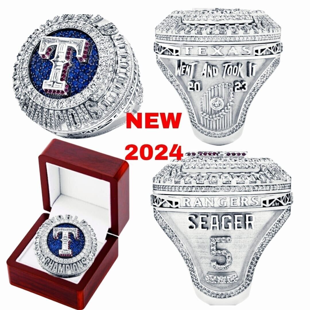 New 2024 Texas Rangers Ring With Box #5 SEAGER HOT