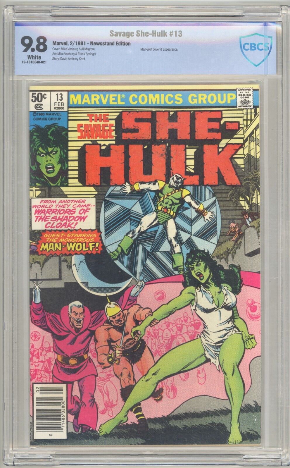 Savage She-Hulk #13 9.8 CBCS White Pages - Scarce Newsstand