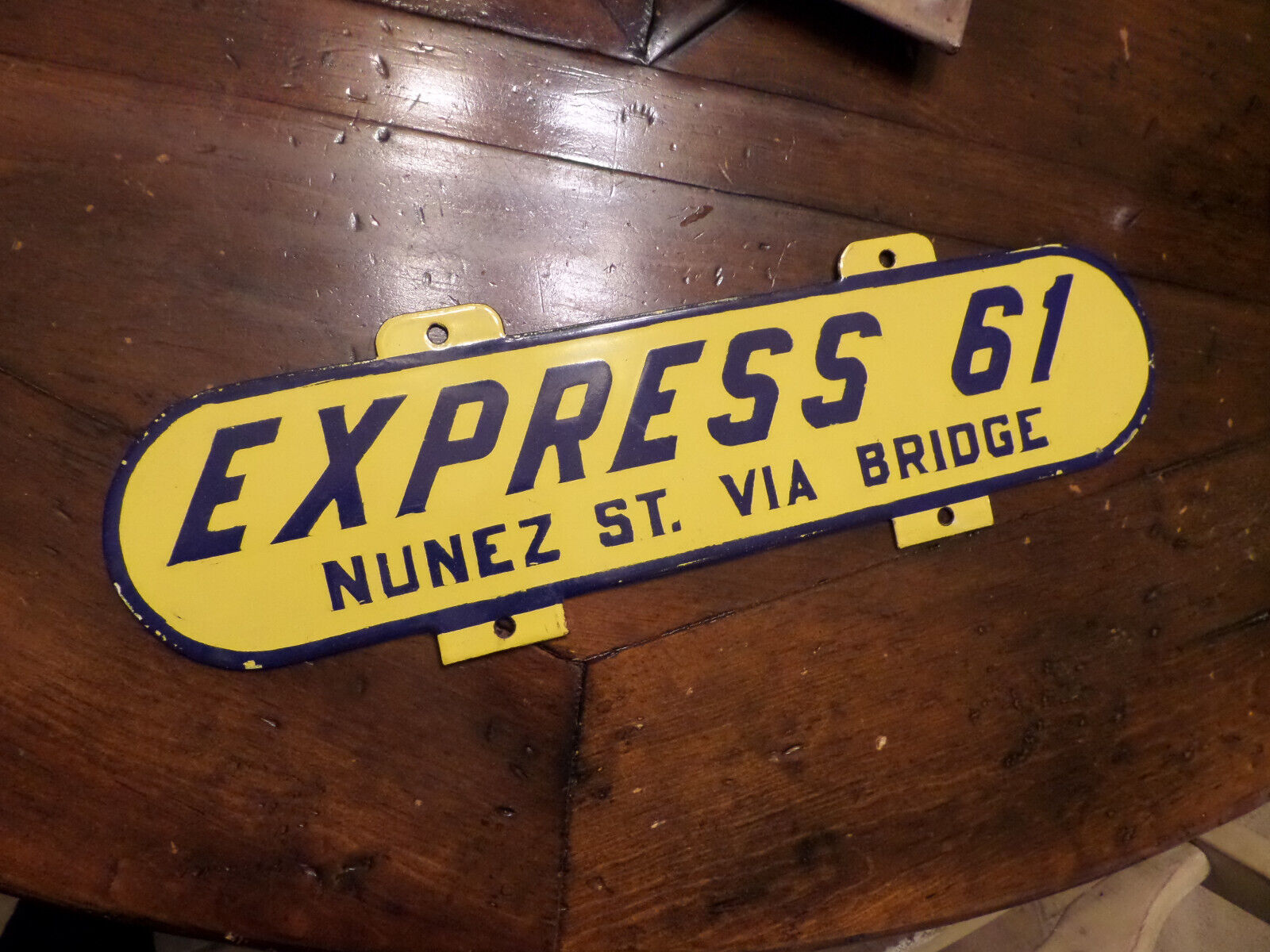 Vintage NEW ORLEANS EXPRESS 61  BUS or Trolley Car Porcellain Sign Double Sided