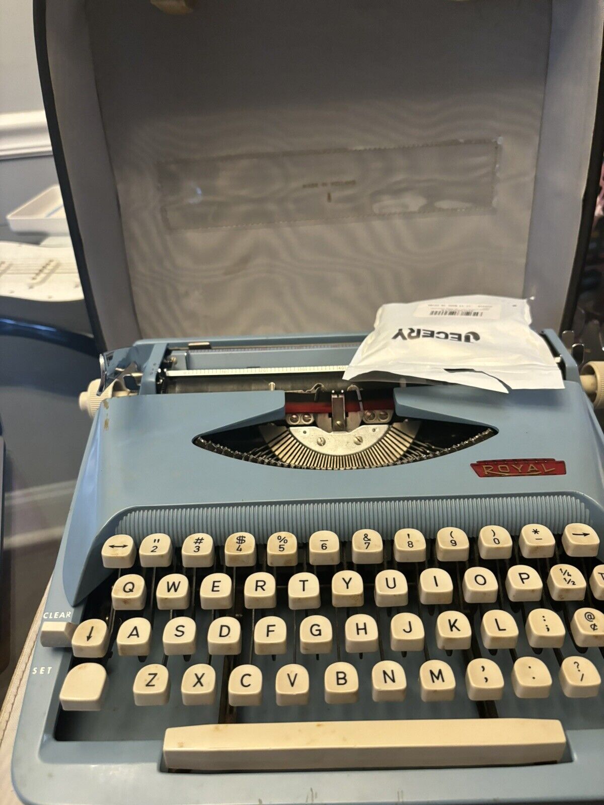 Vintage Working 1960\'s Royal Parade Blue Portable Typewriter with Case