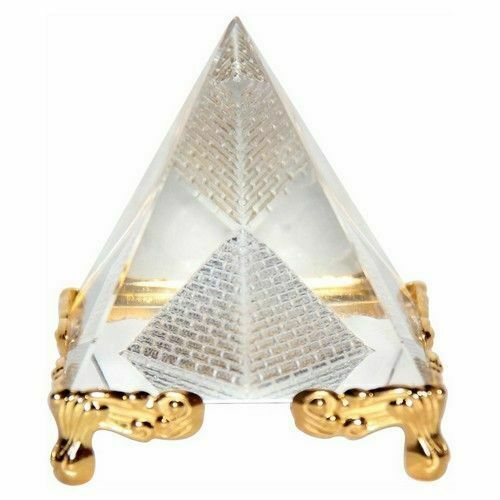 Wealth Magic Narayan Religious Vasthu Crystal Pyramid Wid Stand Showpiece 8Cm-FR