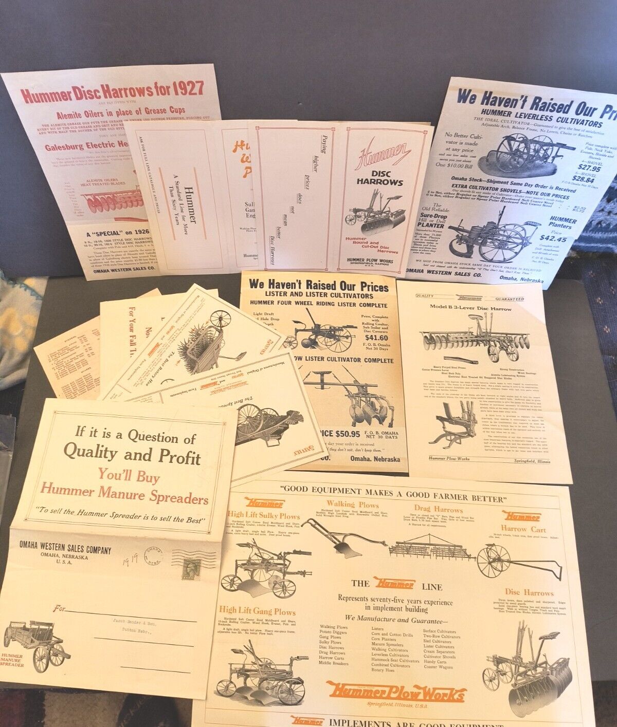 1920s Hummer Plow Works Sales Brochure Lot Of 12pc Springfield Ill. Farm Farming