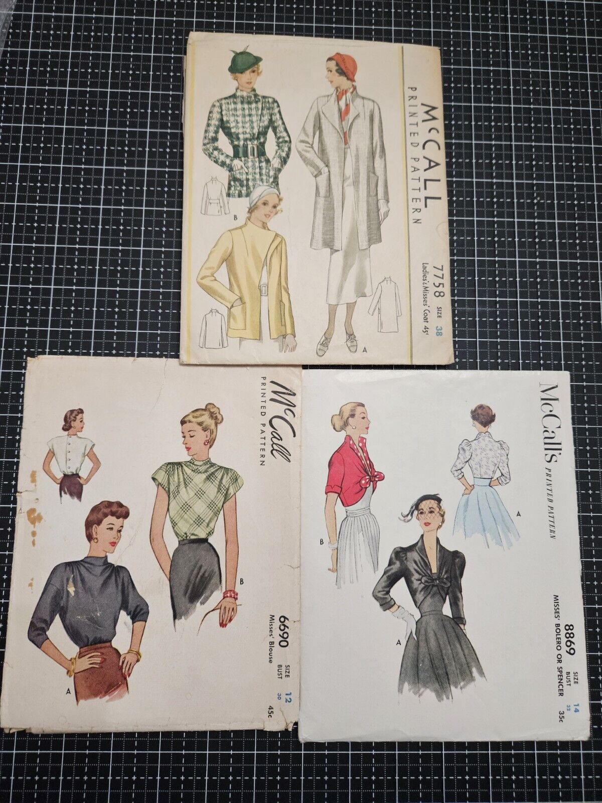 LOT of ThreeVintage 1940s Sewing Patterns  by MCcalls