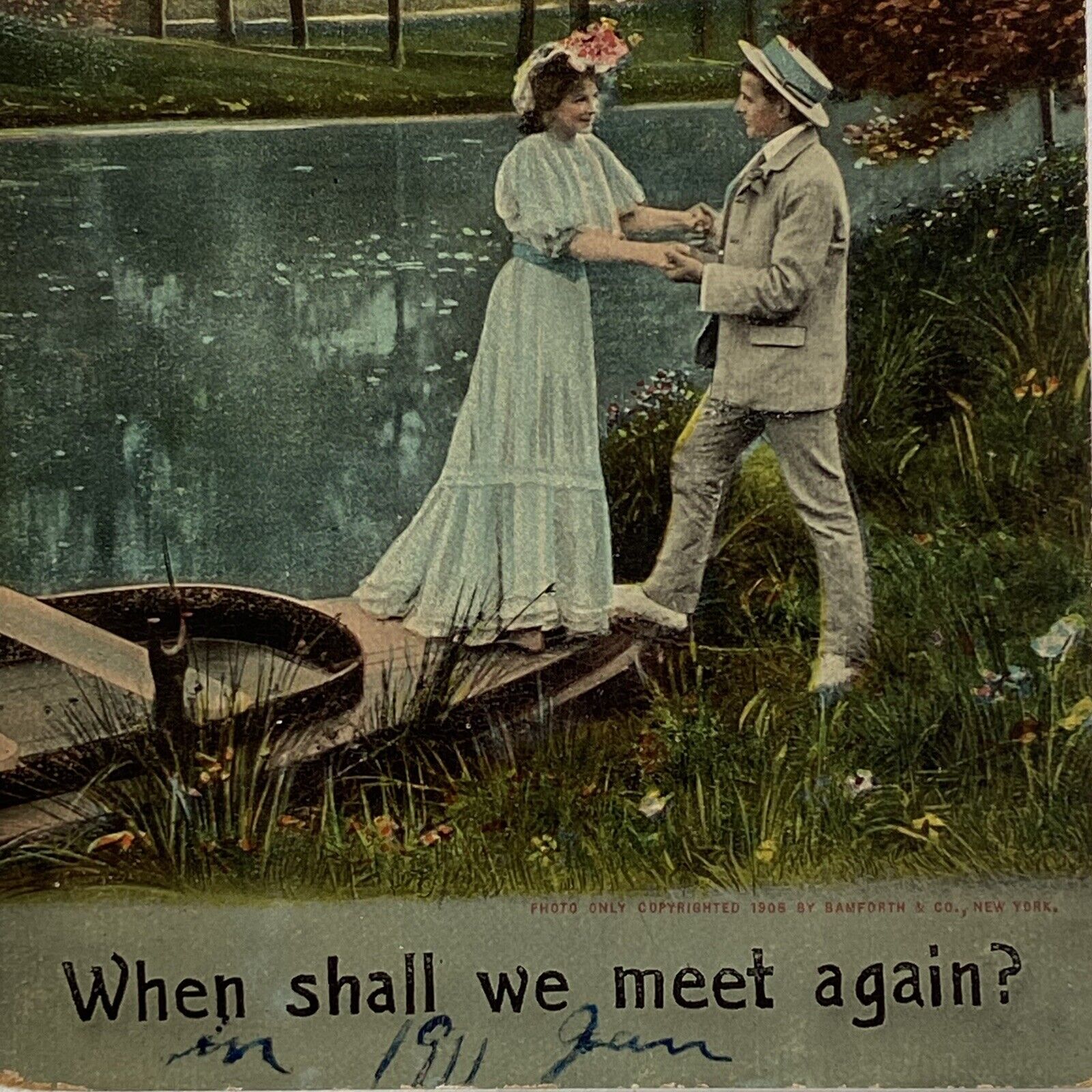 Postcard Valentine\'s Day When Shall We Meet Again? Romance Bamforth & Co 1909