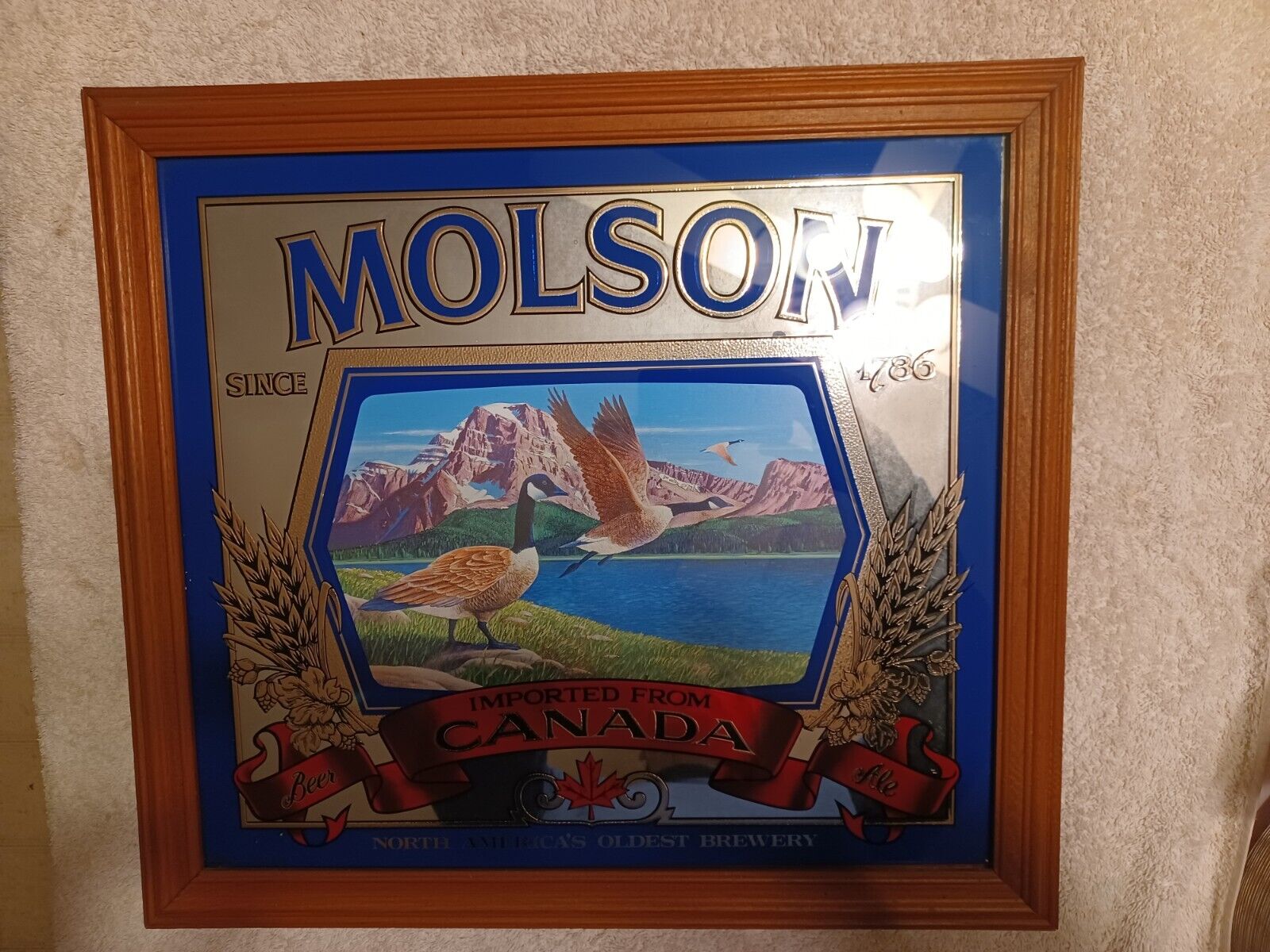 (Vintage) Larger Size Molson Canadian Beer Glass Mirror