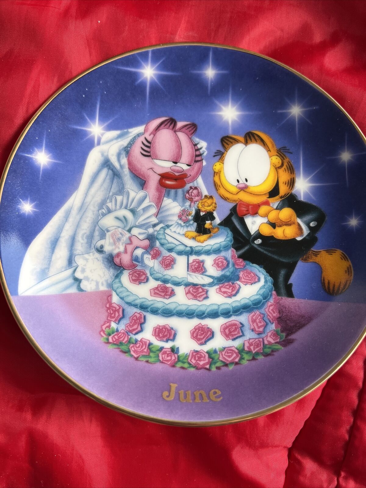 Garfield June Perpetual Calendar Ceramic Plate By The Danbury Mint