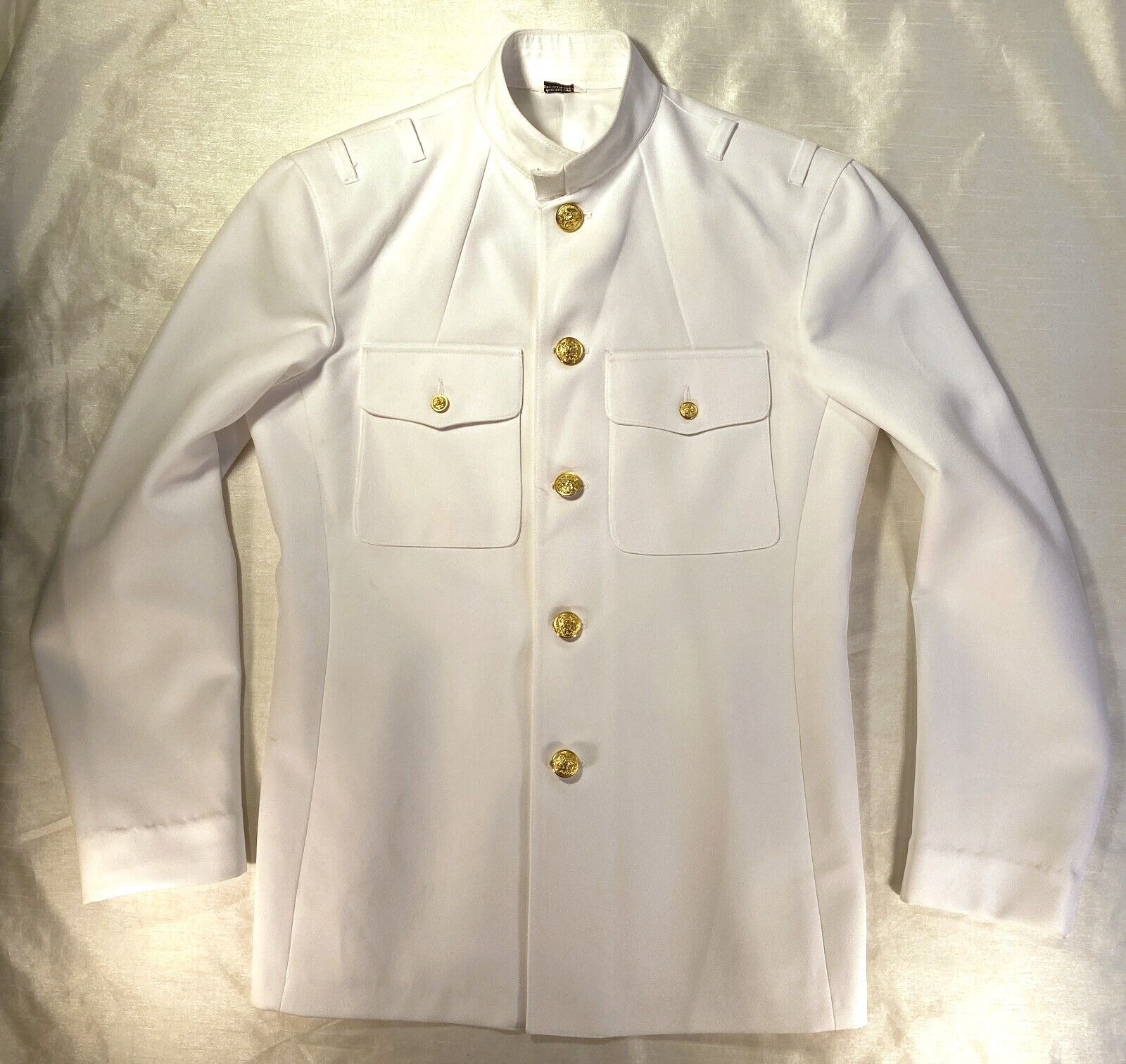 AUTHENTIC US NAVY MALE NAVAL OFFICER SERVICE DRESS WHITE COAT 42 REG