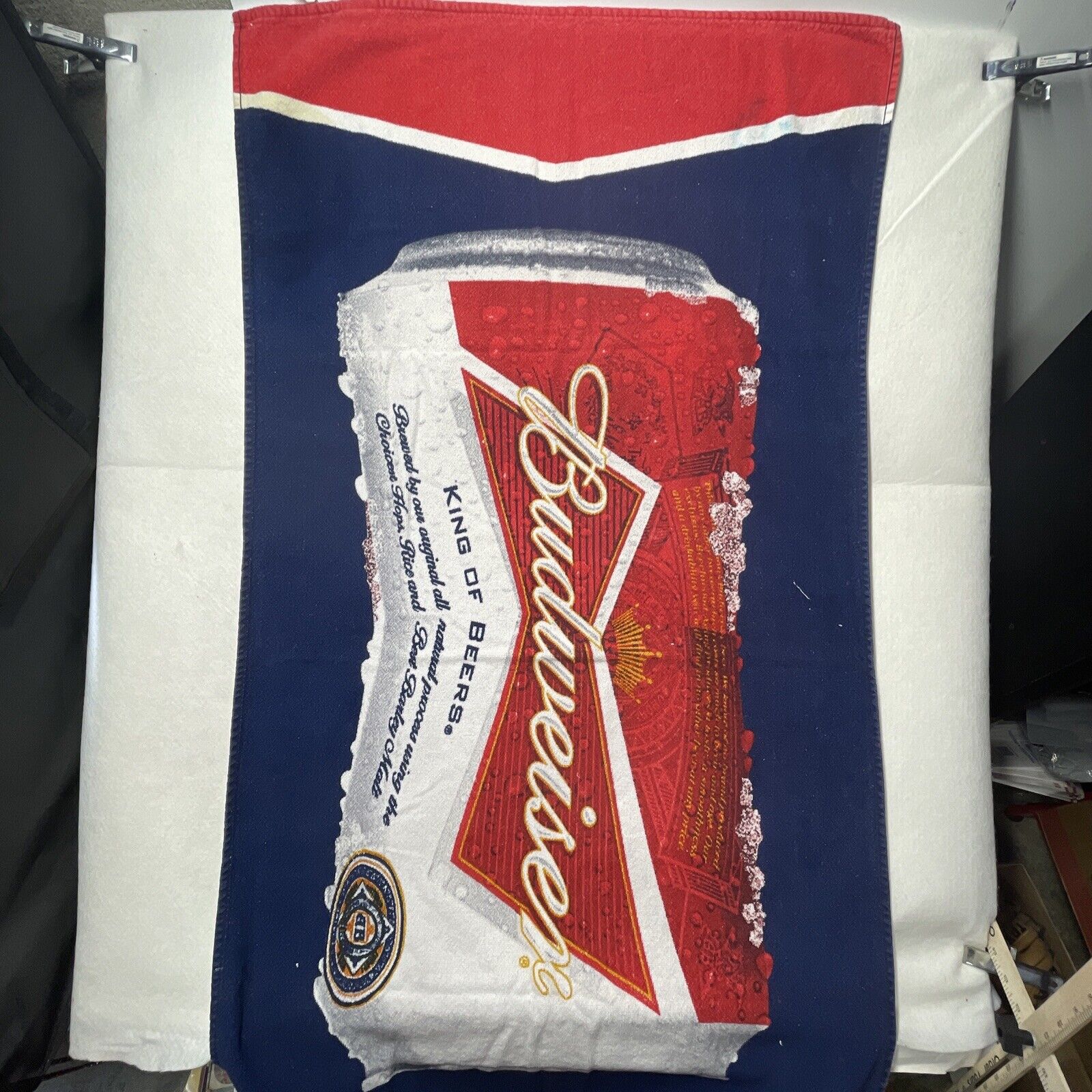 Vintage Budweiser Red Blue Beach Towel Large Official Merchandise Genuine Beers