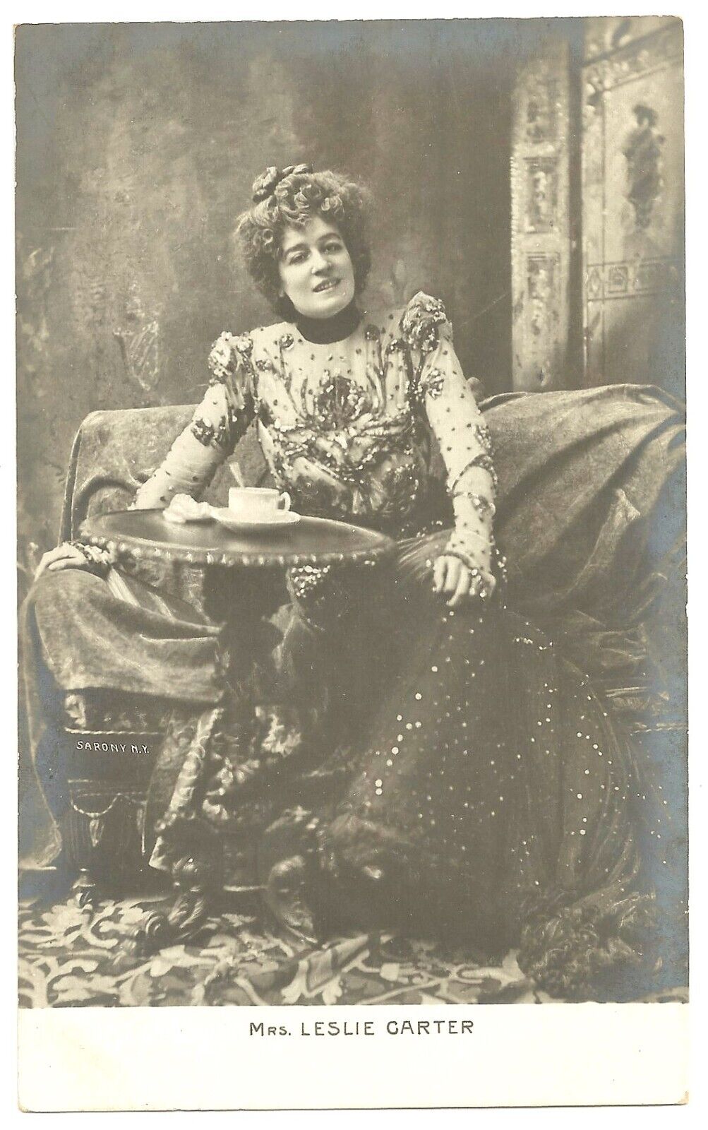 Leslie Carter 1900s RPPC Postcard Silent Photo Stage Actress Broadway VTG