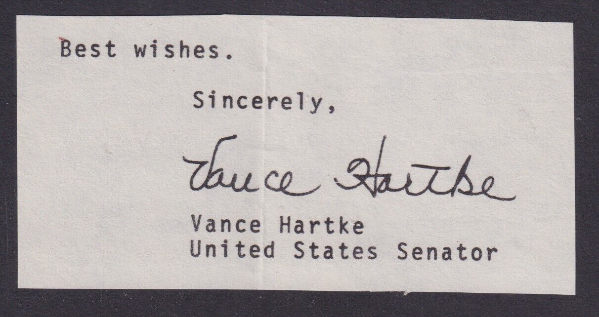 Vance Hartke (1919-2003), US Senator from Indiana, autograph on clipping