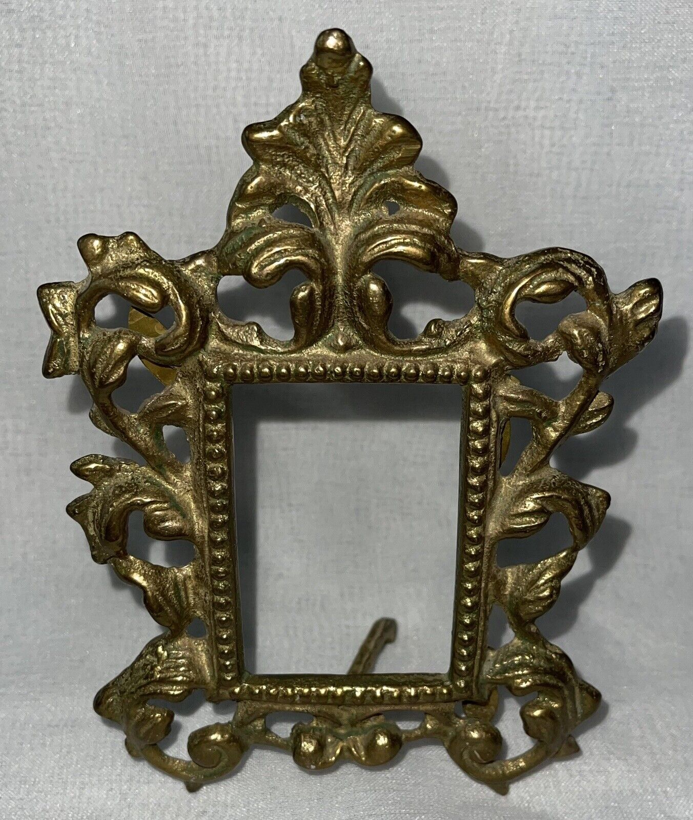 VTG Ornate Gold Metal Picture Frame Rococo Kickstand Table Top 6.5” No Glass