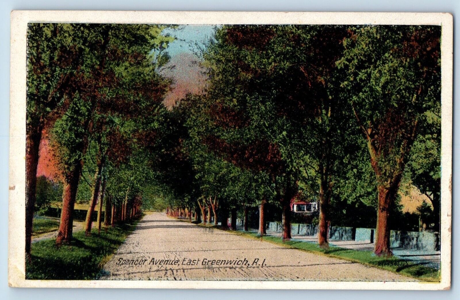 East Greenwich Rhode Island Postcard Spencer Avenue c1928 Vintage Antique Posted