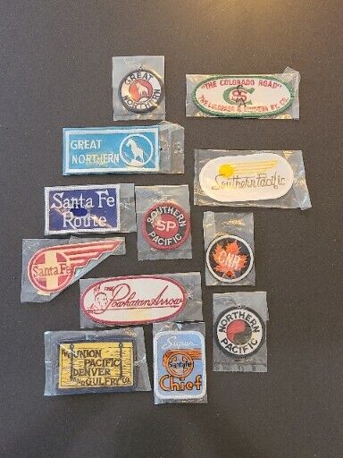 Railroad Patches 12 Assorted UNUSED Different Railroad Patches In Plastic