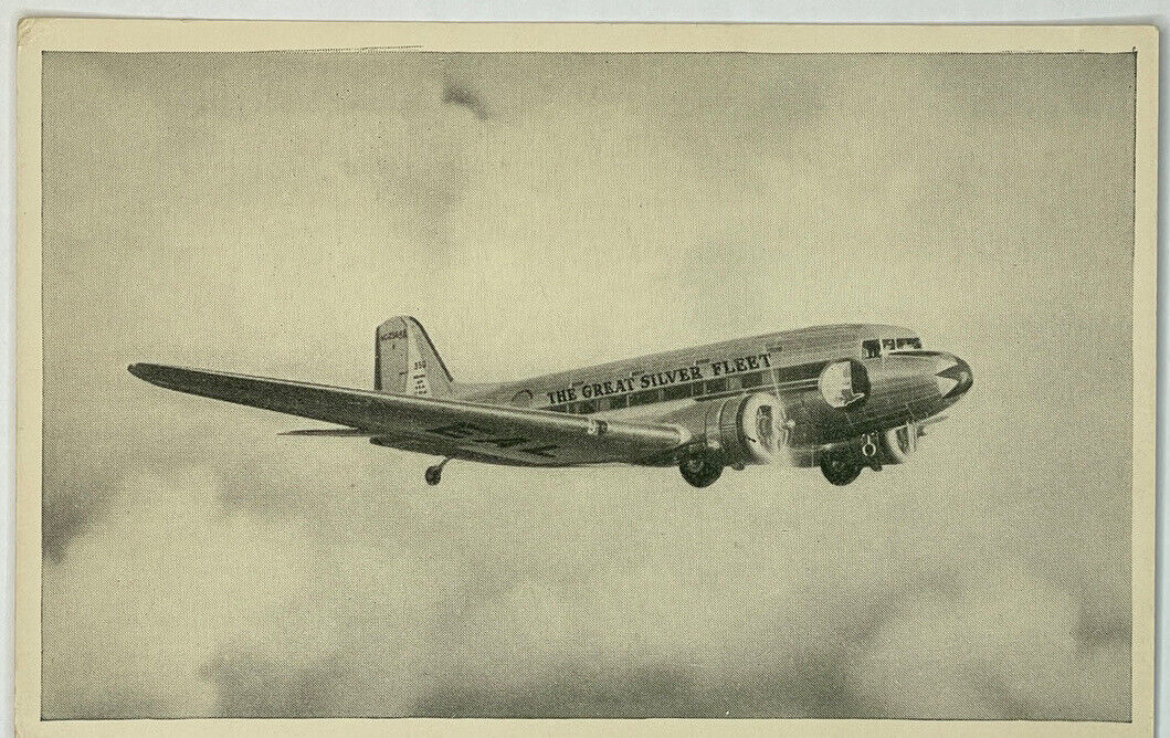 THE ULTIMATE EASTERN AIRLINES SILVERLINER IN FLIGHT - 1941 Postcard