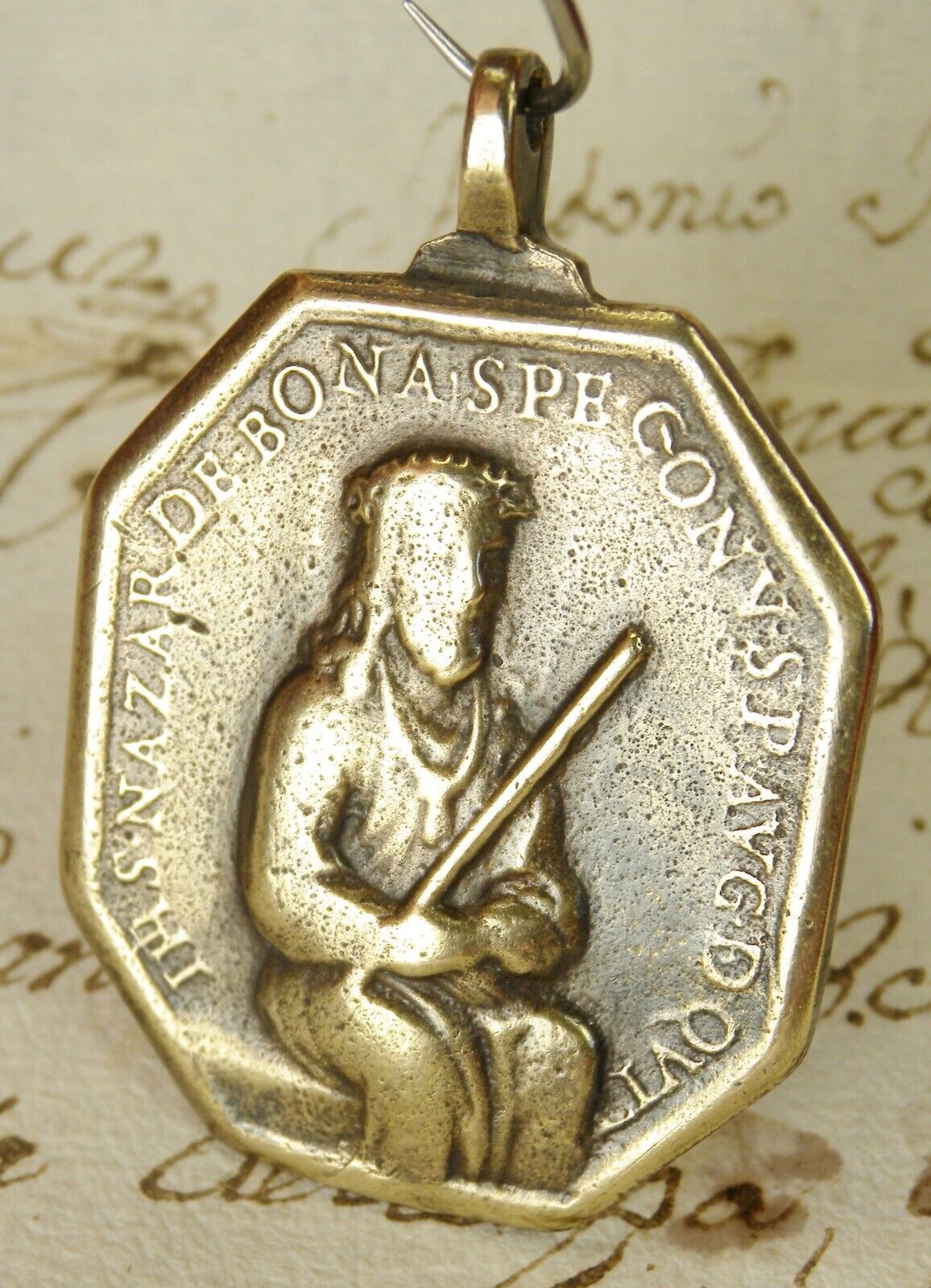 Antique 17th Century Jesus Scourging St. Gertrude Spanish Shipwreck Bronze Medal