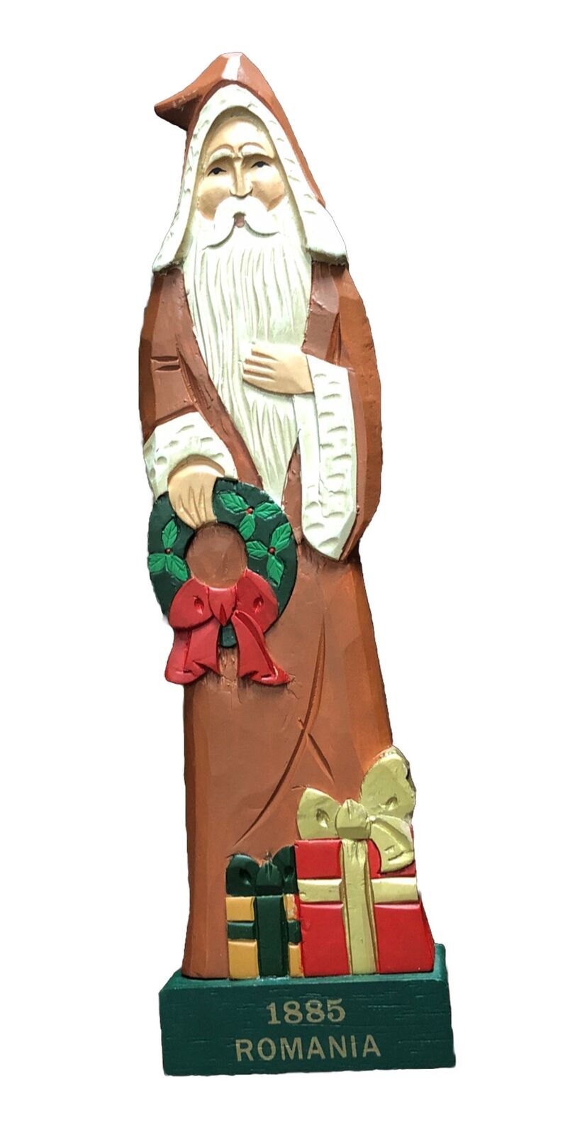 Mercuries Carved Wood Painted Santa Of The World ROMANIA 1885 12” Tall Vintage
