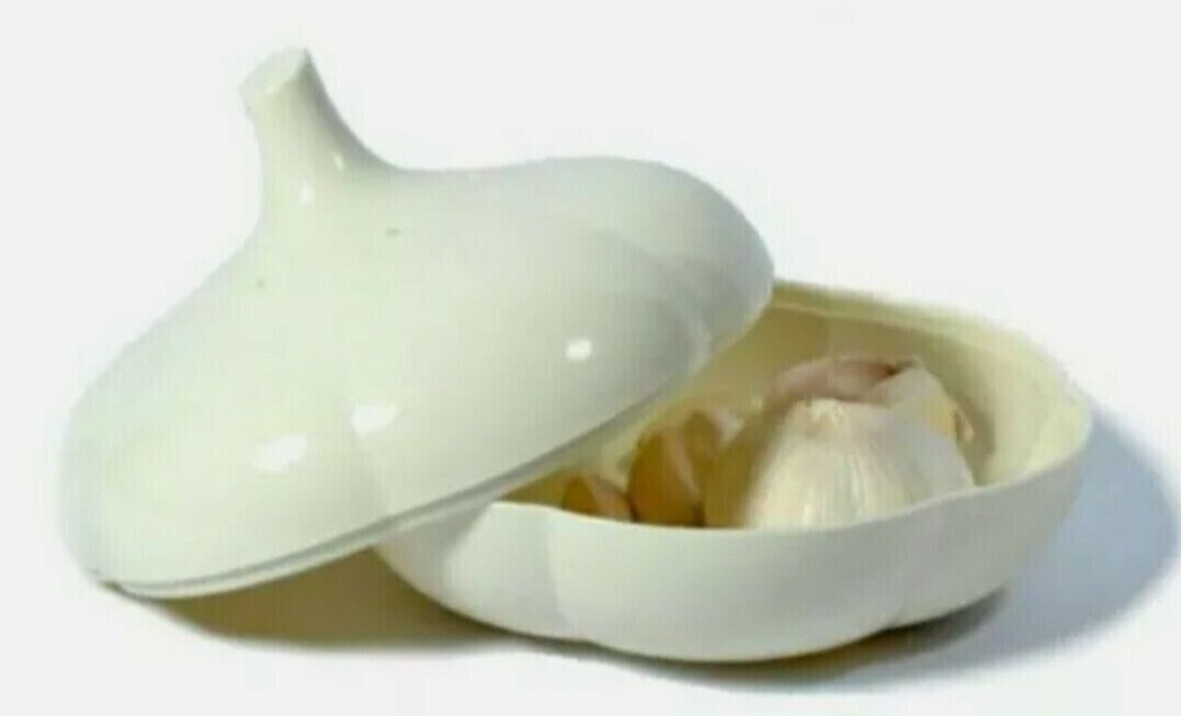 🔥NEW Tupperware Garlic Keeper Storage Forget Me Not Ivory White