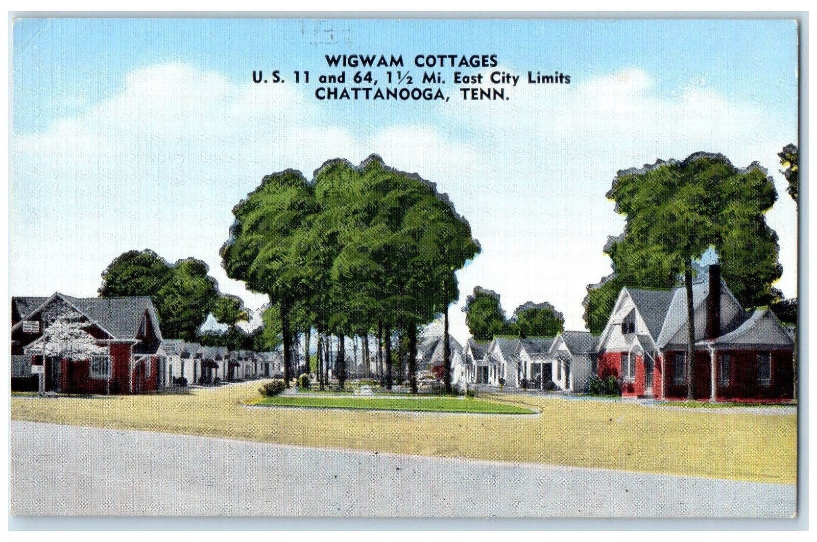 c1940s Wigwam Cottages Roadside Chattanooga Tennessee TN Unposted Trees Postcard