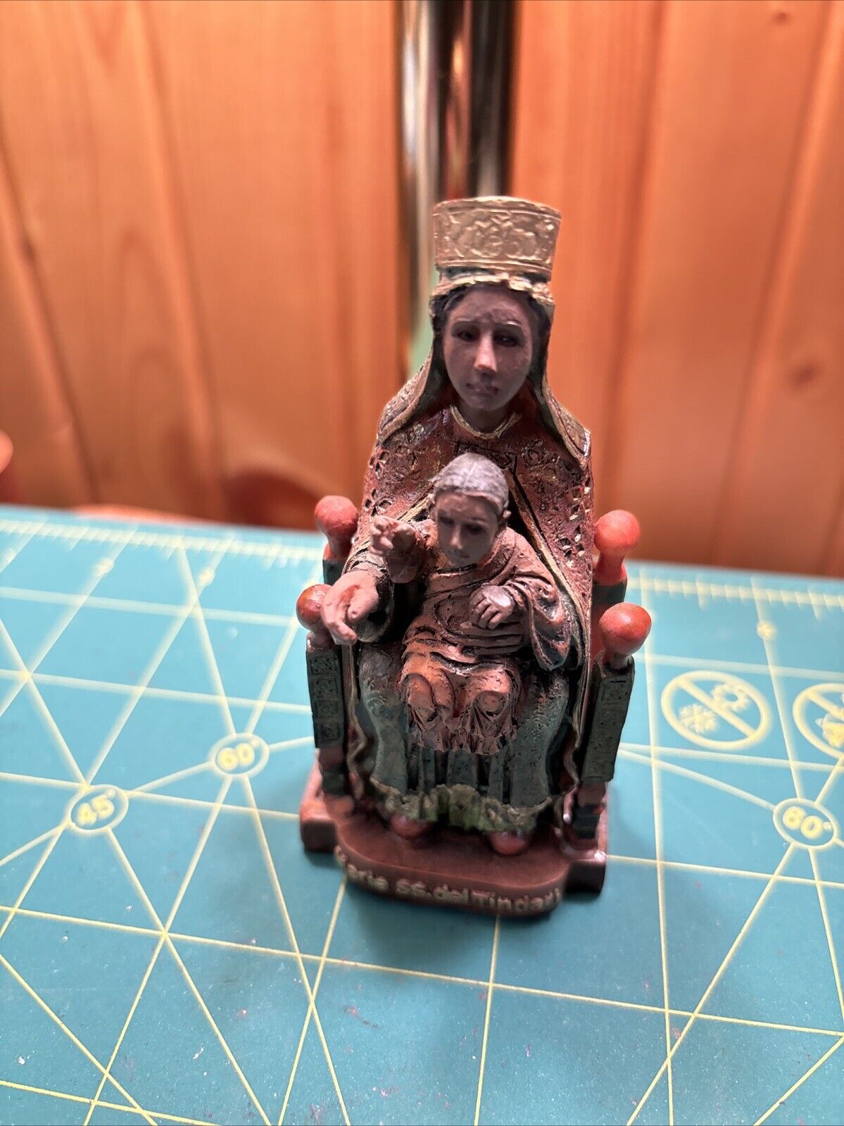 Vintage Madonna and child, Jesus and Mary On Throne Statue