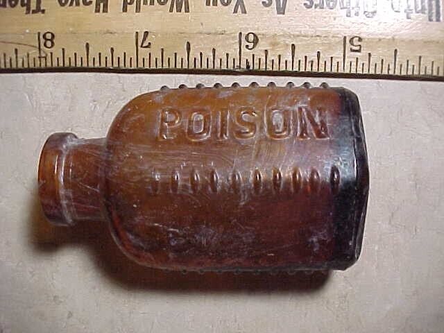Neat antique brown poison bottle -New Mexico digging/detecting find