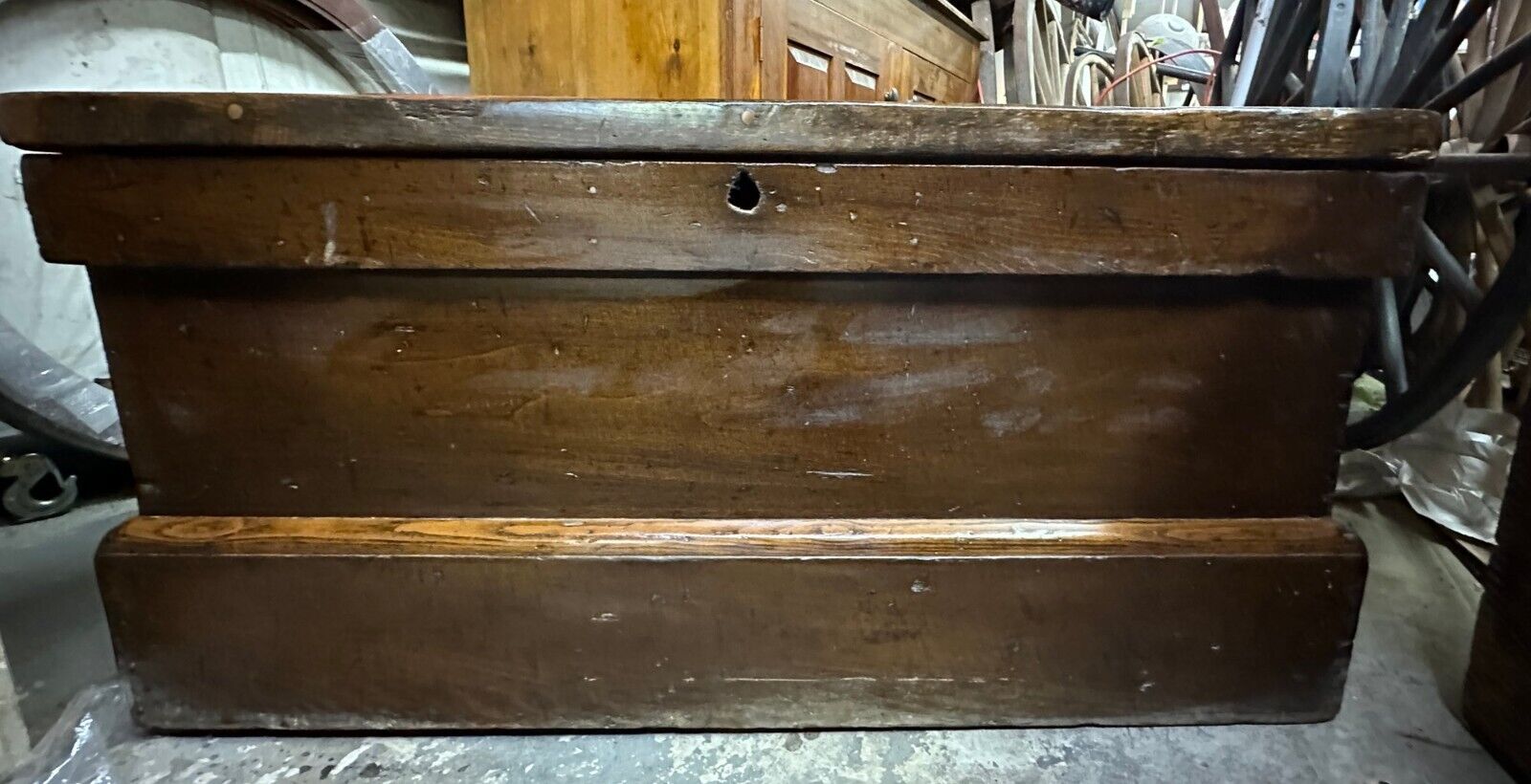 Antique Large Handmade Wooden Tool Box Chest w/ multiple trays