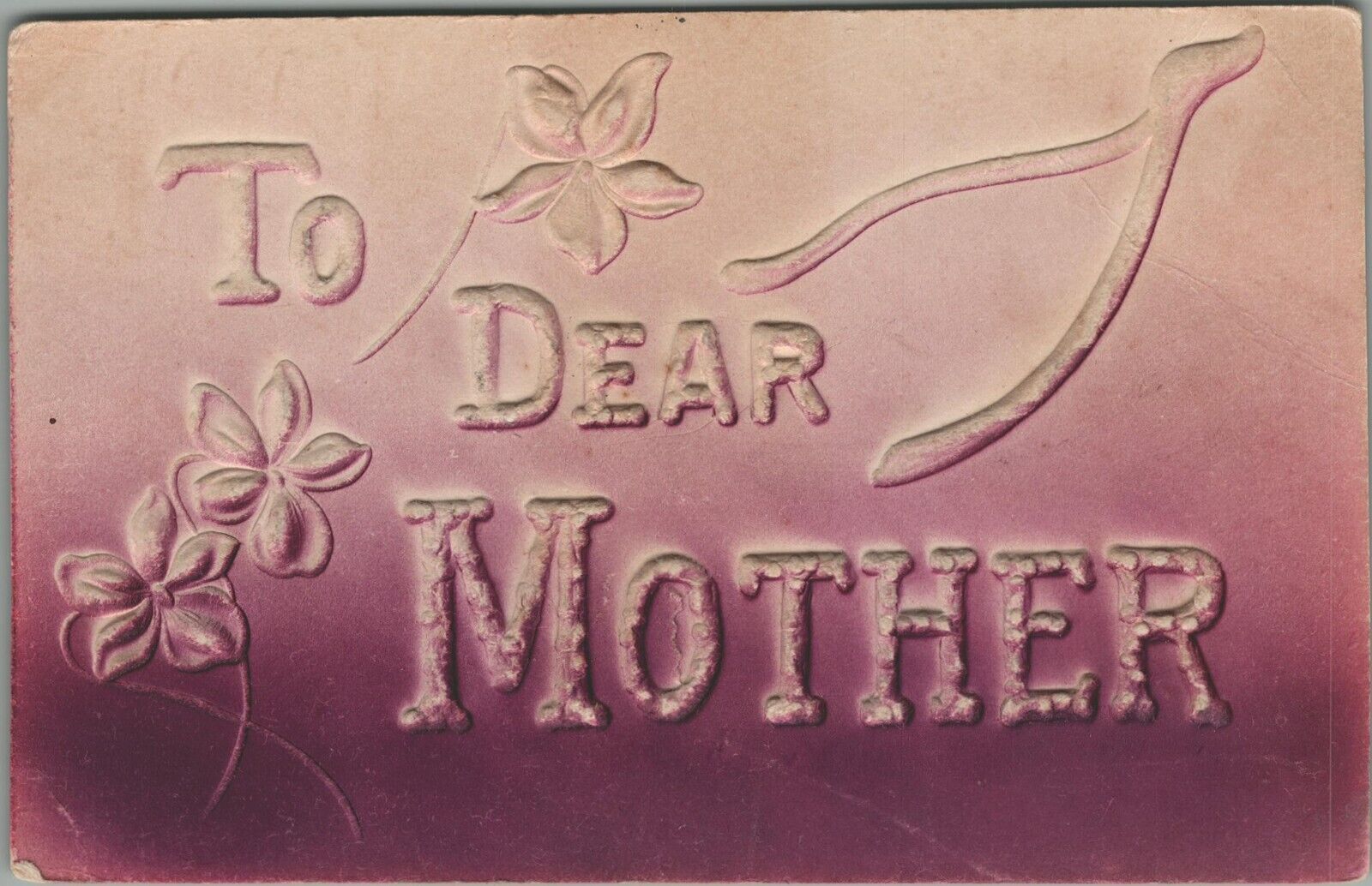 To Dear Mother Embossed Wishbone Flowers Purple Shades
