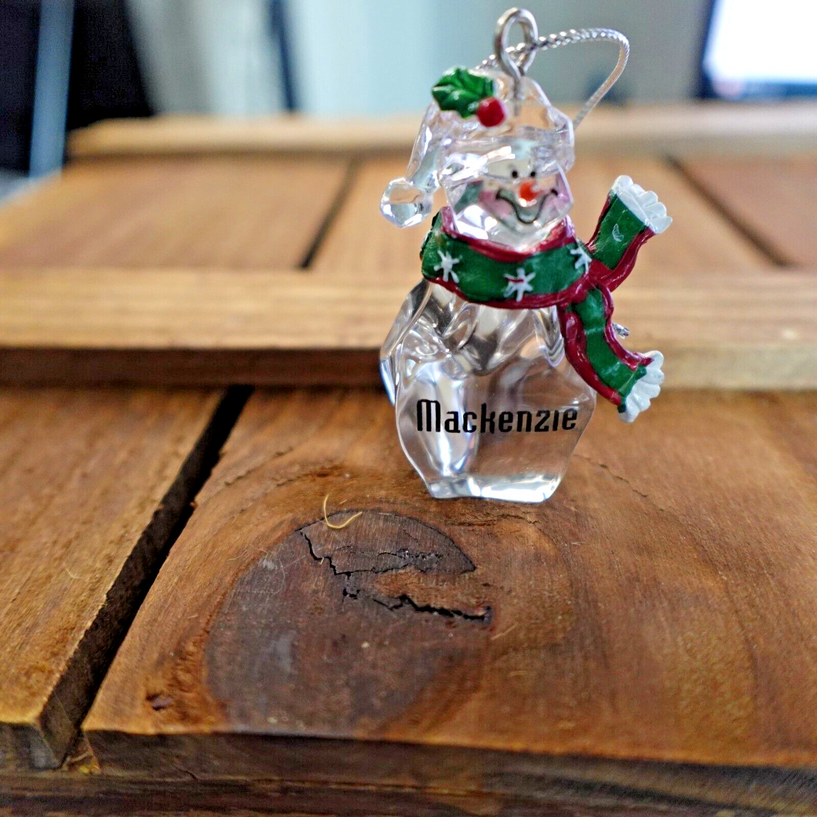 Mackenzie Clear Snowman Christmas Ornament Personalized Name Gift