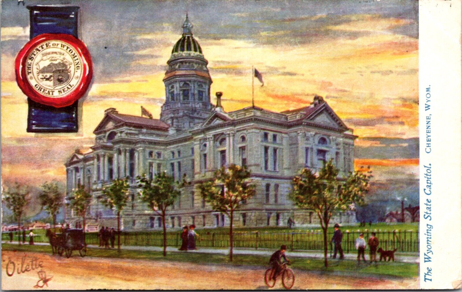 Oilette State Capitols Postcard Wyoming State Capitol in Cheyenne WY Unused