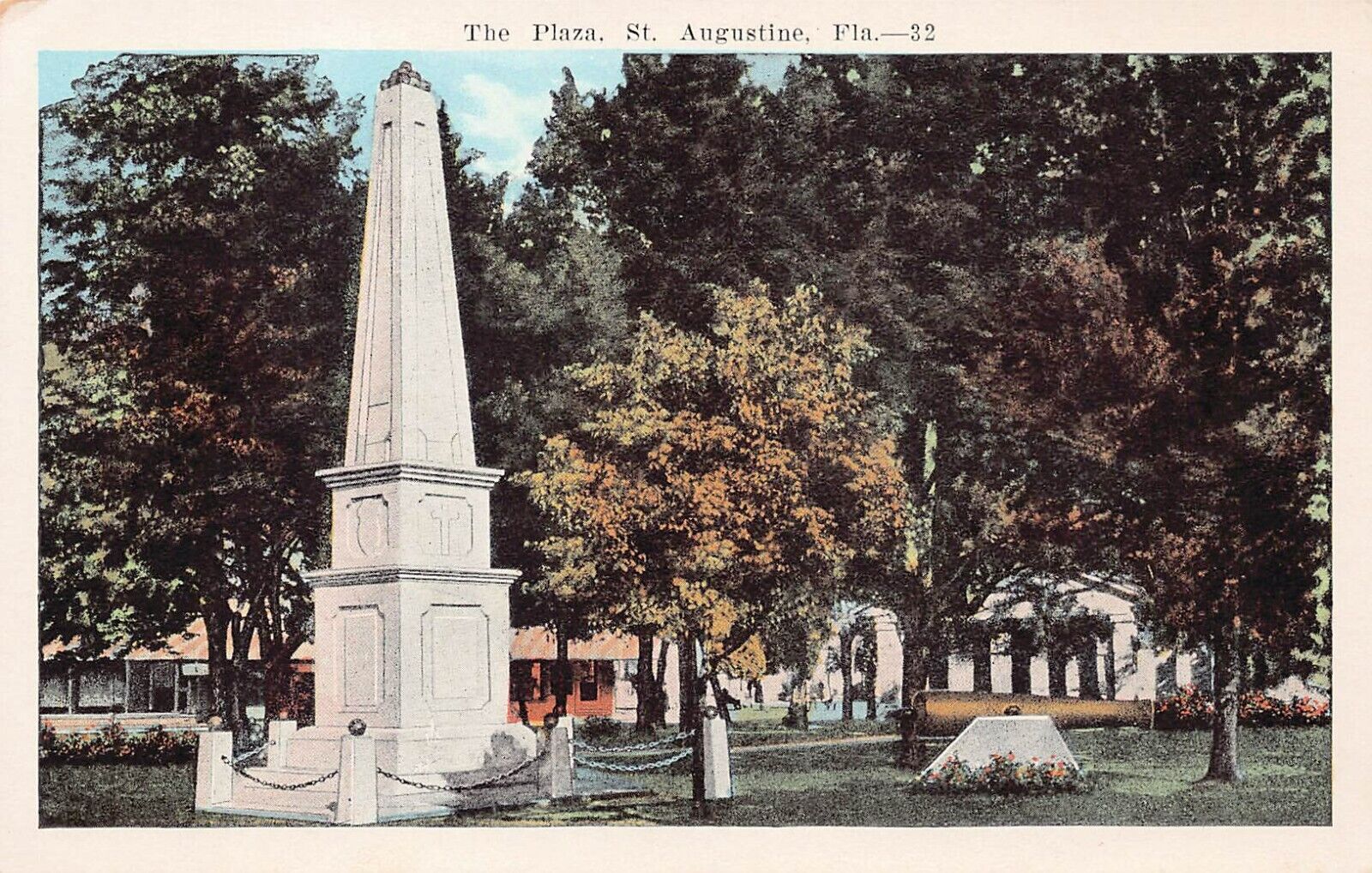 St Augustine The Plaza Civil War Monument Moved to Trout Creek Vtg Postcard B12