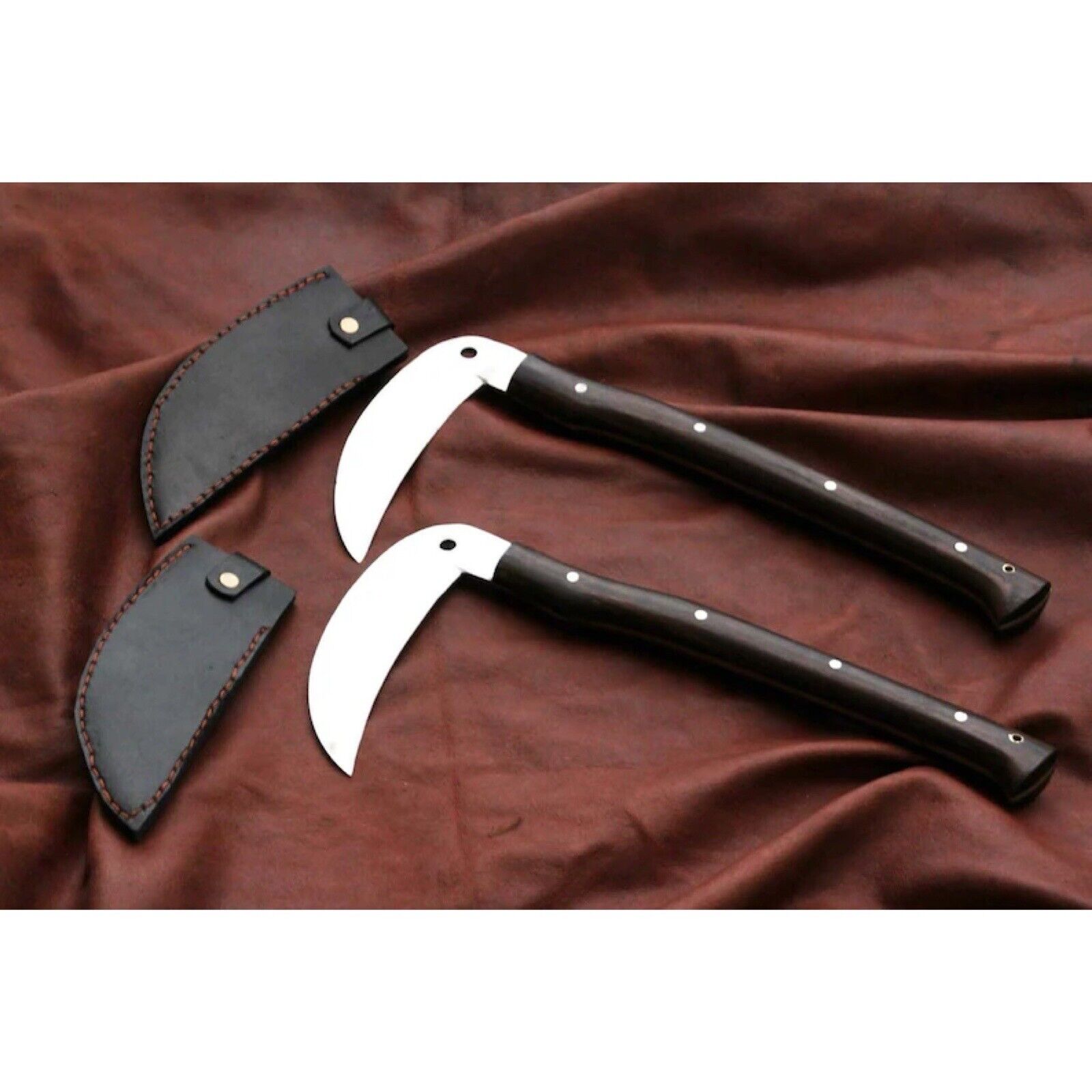Custom Handmade Carbon Steel Blade Pair Of Kama Traditional Okinawan Full Tang