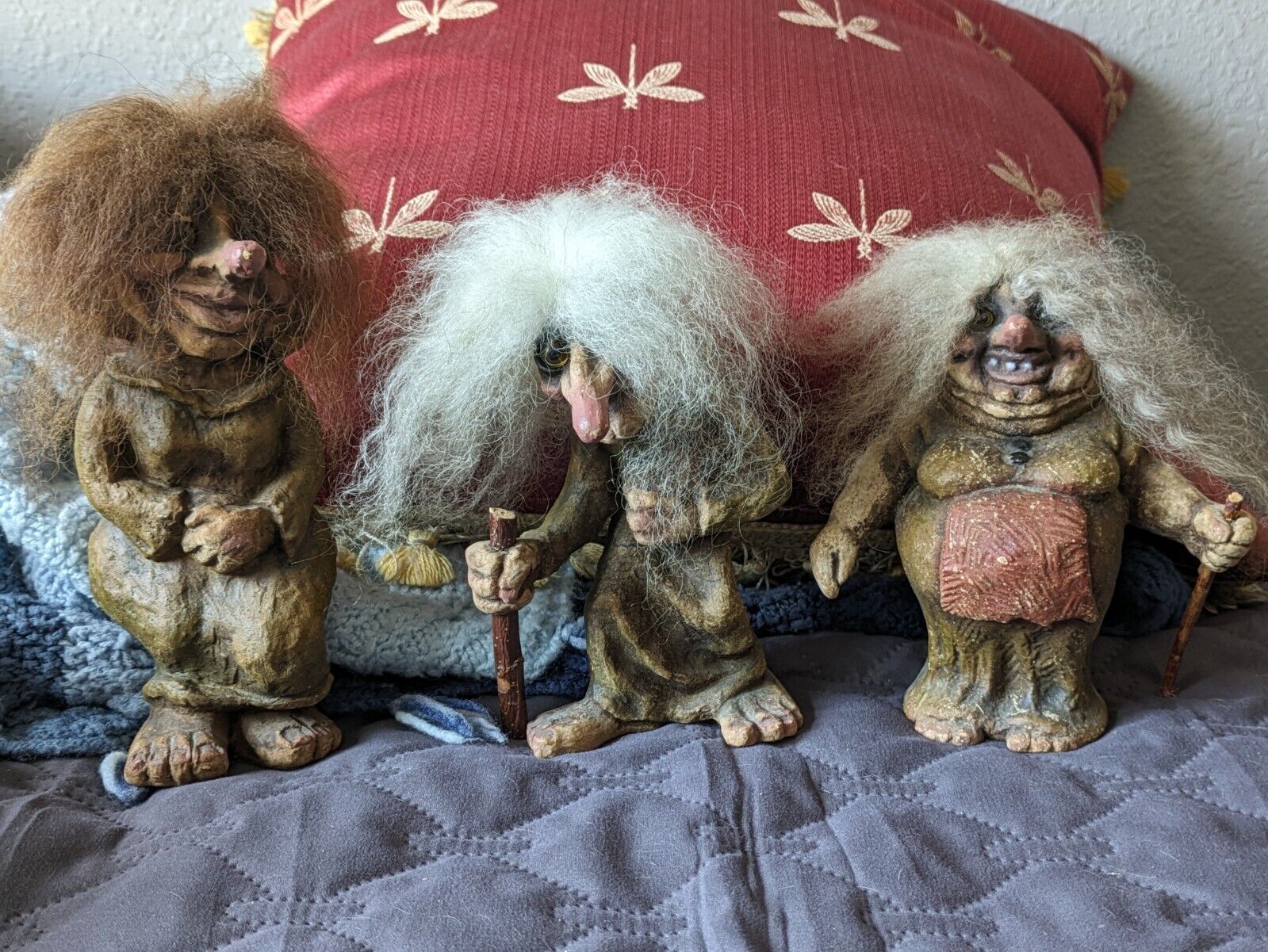 Vintage Troll Norwegian, NyForm 3 Ladies #260,#113,#114, Scandinavian folk Art