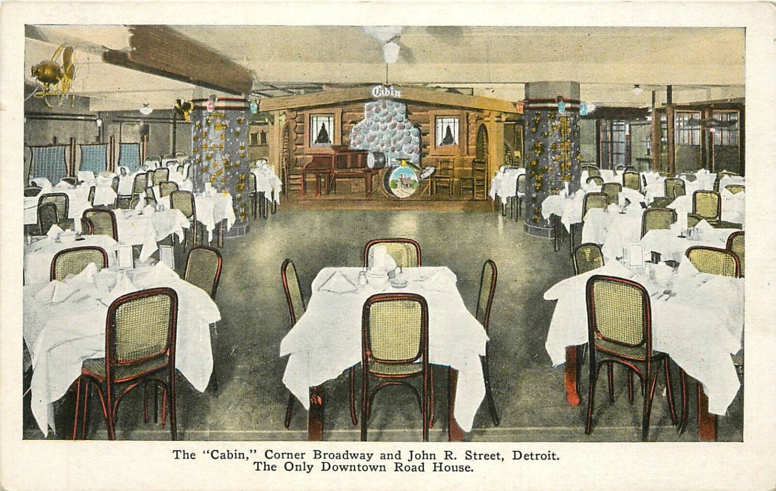 c1920 The Cabin Chop House Restaurant, Interior, Detroit, Michigan Postcard