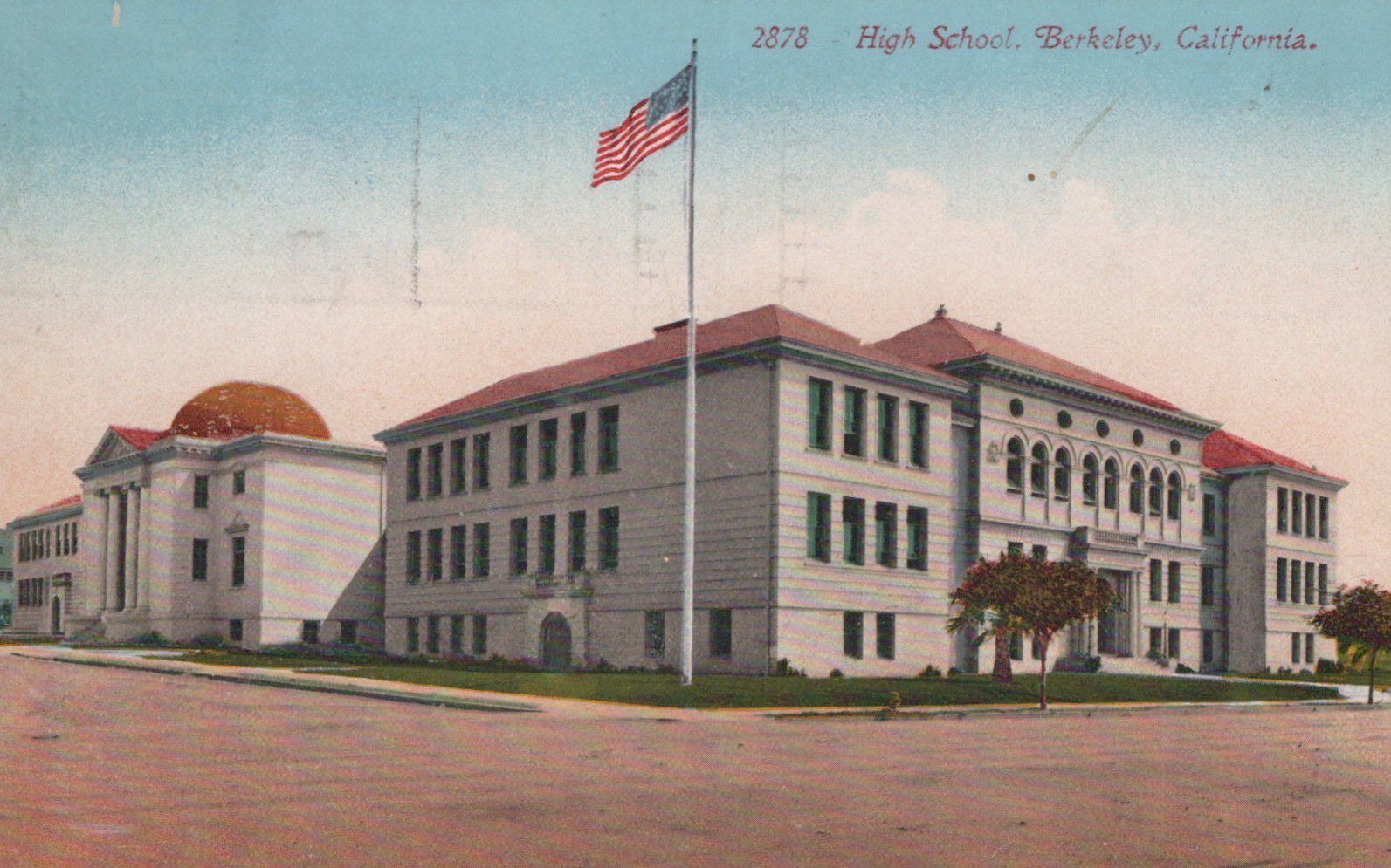 Berkeley CA School US Flag c1910s Edward Mitchell publisher postcard H235