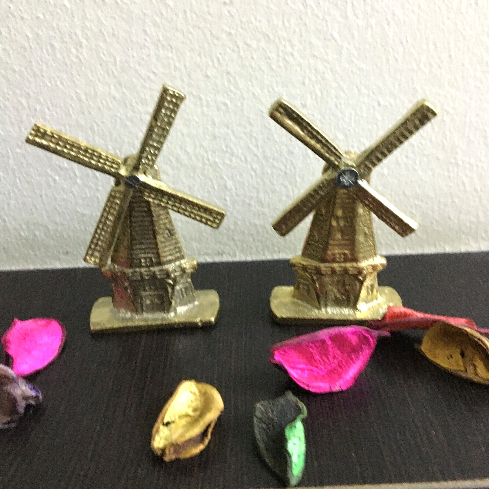 Antique Style Set of Two Brass Copper Etched Deco Windmill - طاحونة هوائية
