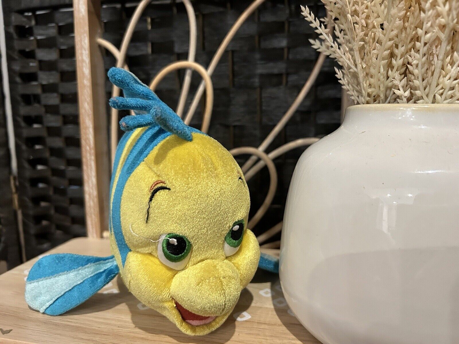 Vintage Disney Yellow & Blue Flounder from Little Mermaid Plush Stuffed Animal