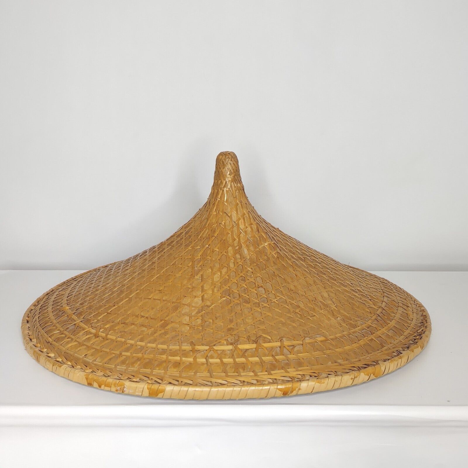 Vintage Asian Sun Hat Conical Bamboo Rice Paddy Gardening