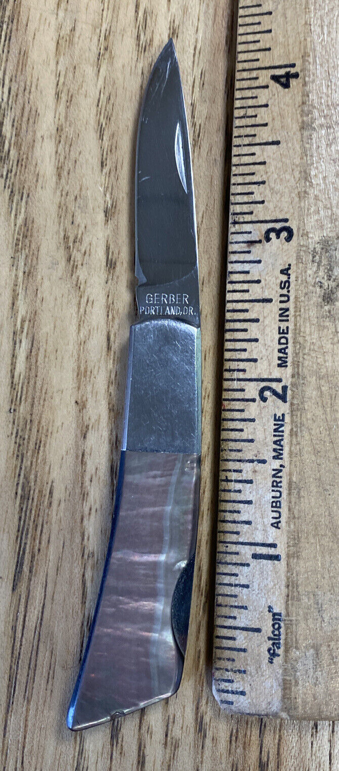 Vintage Gerber Silver Knight Folding Knife Sakai Japan Mop Handle