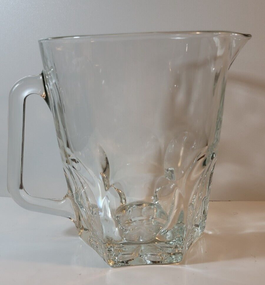 Vintage Duralex Brand Spain Verallia Clear Glass Drinks Pitcher 6.5 x 5.5\'\' 1 qt