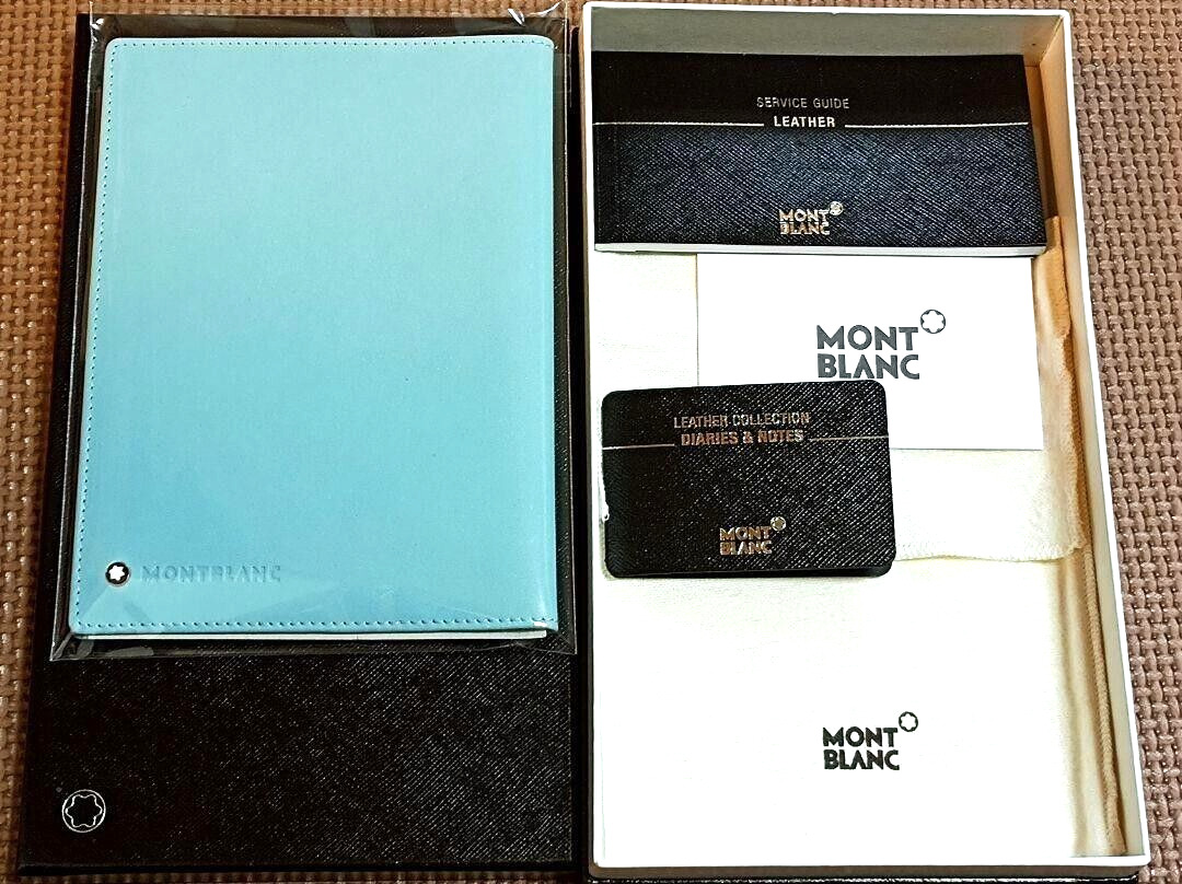 MONTBLANC Calf leather Diary Cover Notebook Cover Notebook Cover Blue Green