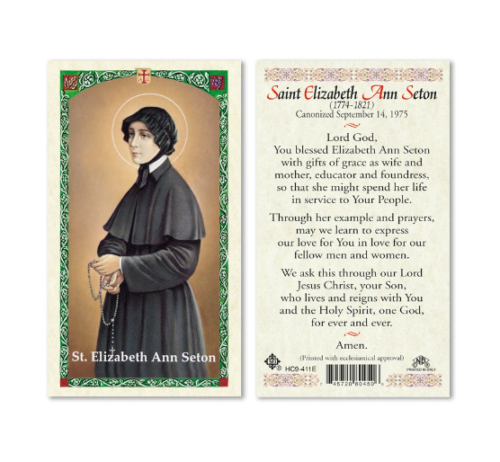 St. Saint Elizabeth Ann Seton with Prayer - Paperstock Holy Card 411ENL