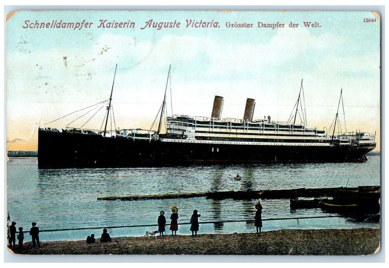 c1910 Express Steamer Empress Auguste Victoria Hoboken New Jersey NJ Postcard