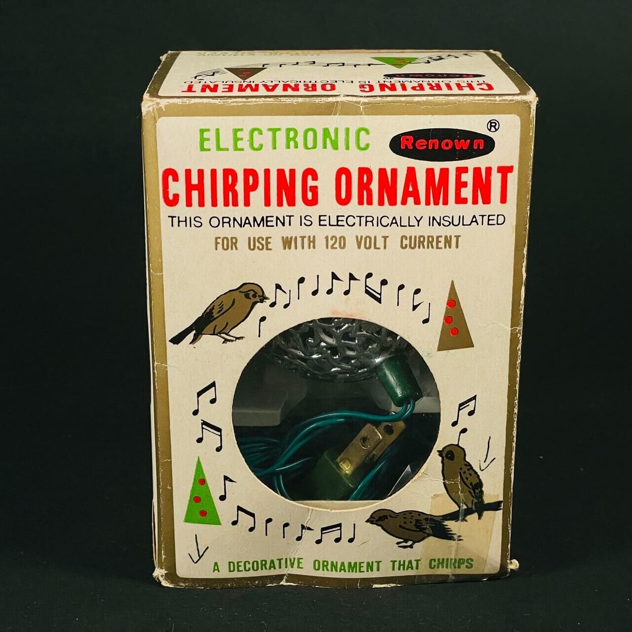 Vintage Electronic Chirping Ornament Ball w/Box-Works