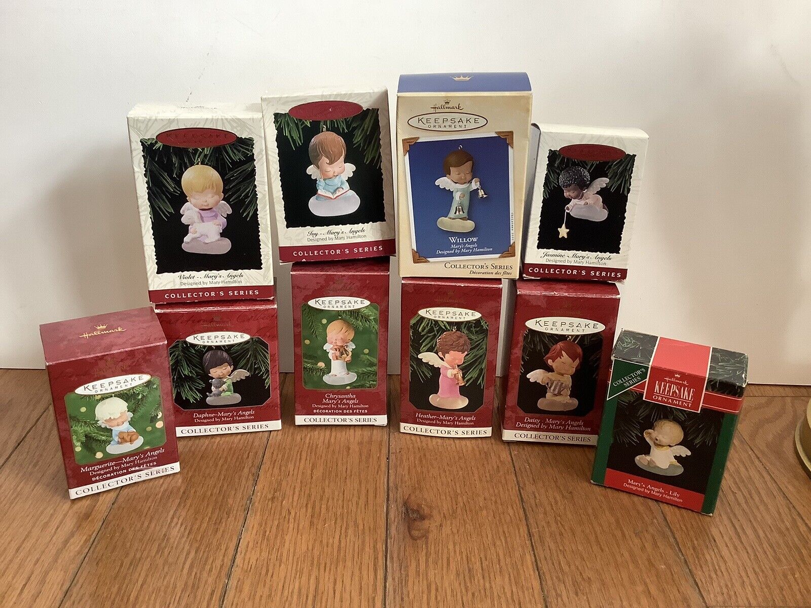 HALLMARK lot of 10 MARY\'S ANGELS Ornaments With Boxes Late 90s Early 2000s