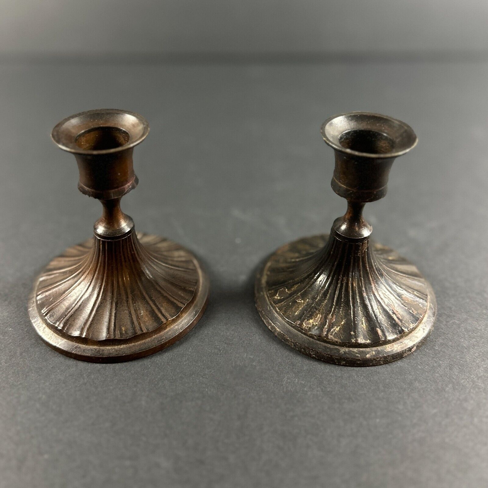 Bronze Candlesticks, set of 2, 3 inches tall