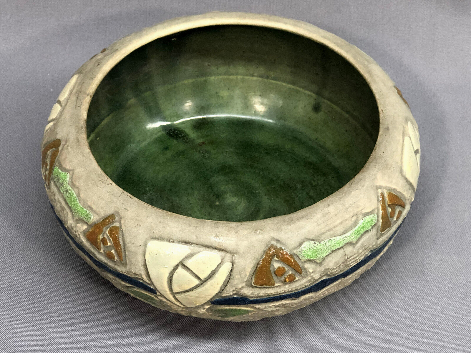 Roseville Mostique 73-6 - c.1916 Antique Arts & Crafts Dard Rose-Style Bowl