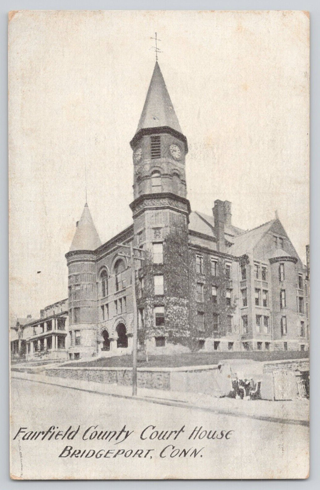Postcard c1908 Fairfield County Court House, Bridgeport, Connecticut