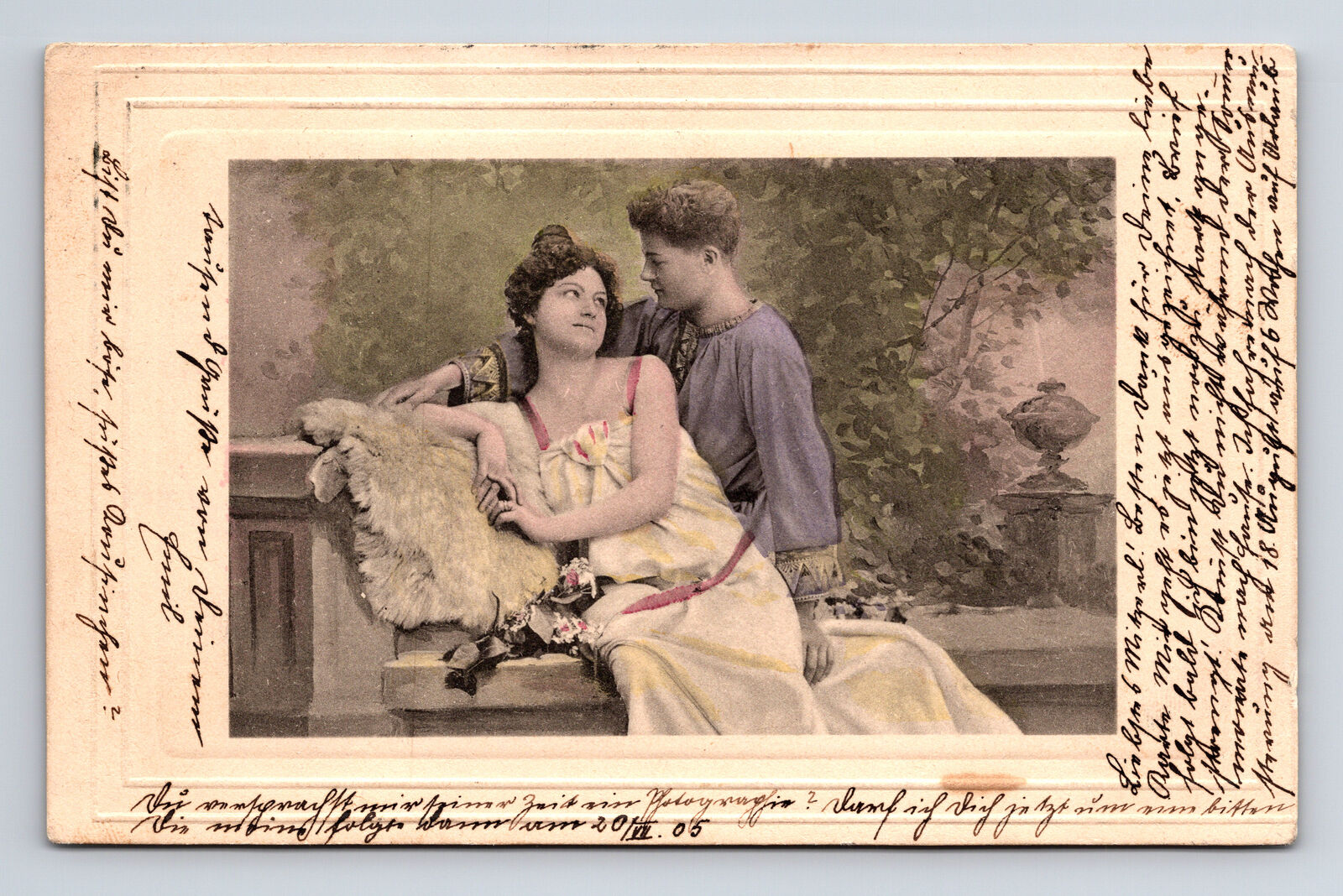1905 German Portrait Couple in Romantic Gaze Drama Theatre? Postcard