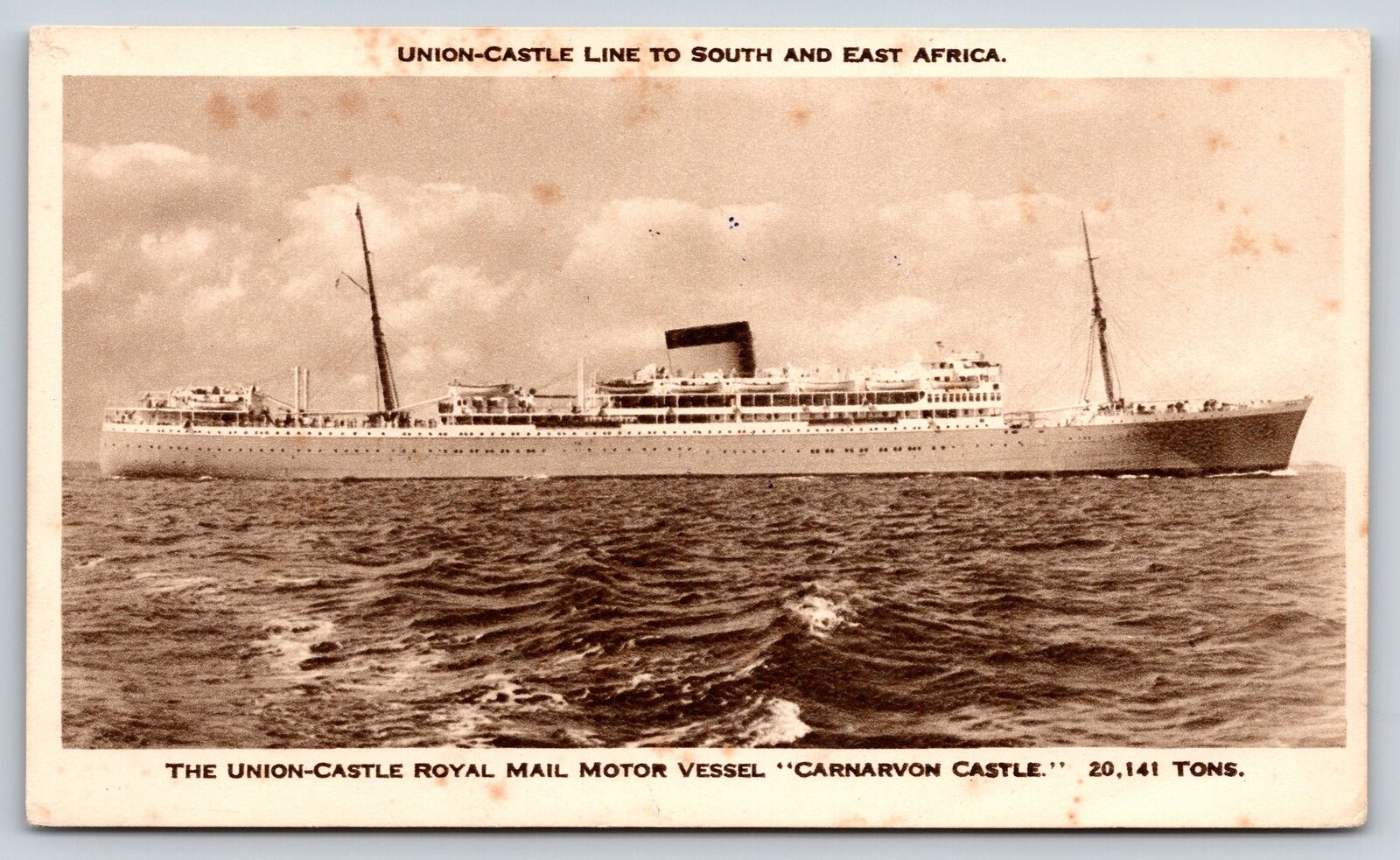 Transportation~Union Royal Mail Carnarvon Castle Steamship~Sepia~Vintage PC