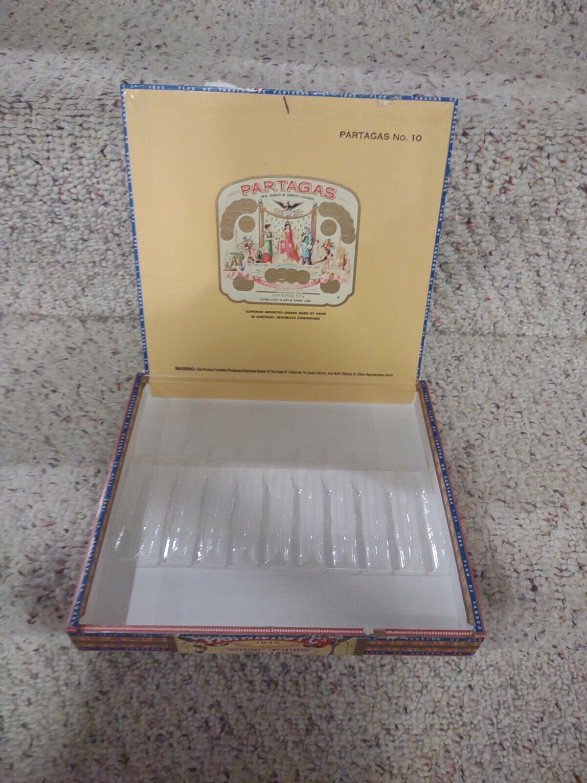 Vintage Partagas Flor De Tabacos 1845 Dominican Republic Wood Cigar Box