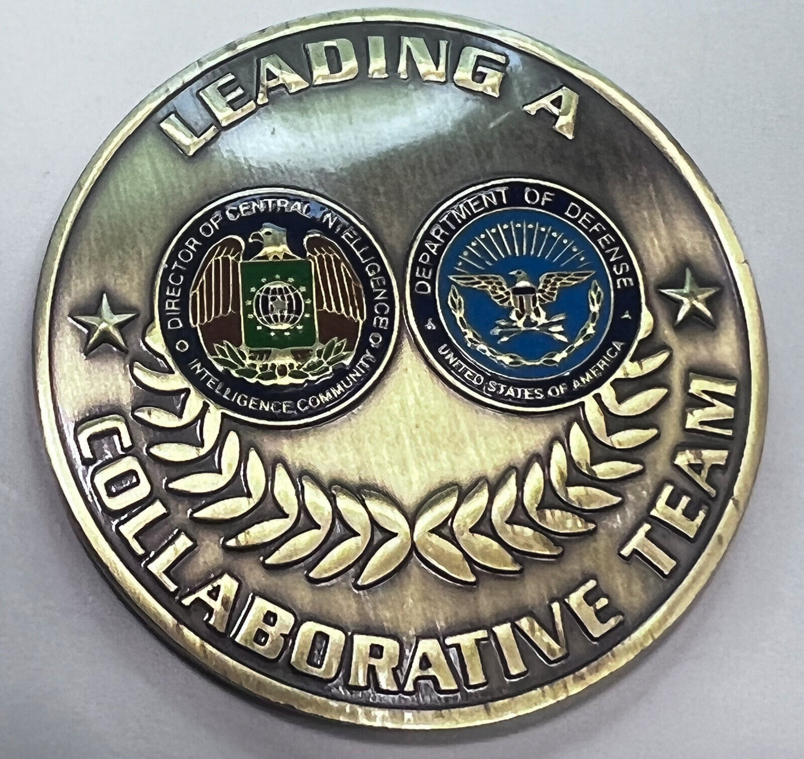 dual cia dept of defense national space security task force challenge coin w/coa